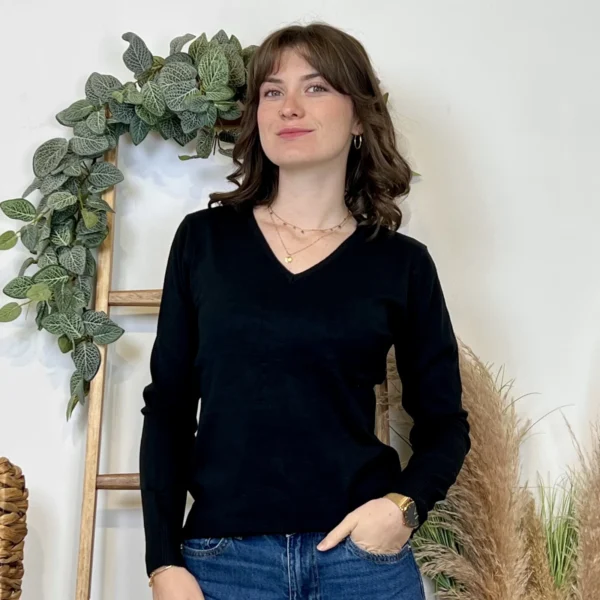 Y372- Pull FIN sans laine «Voggo» (T36-T48) - noir - 44