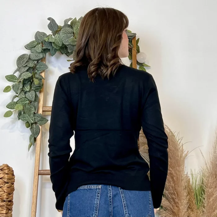Pull fin col V femme VOGGO T36-T46 - noir - 44