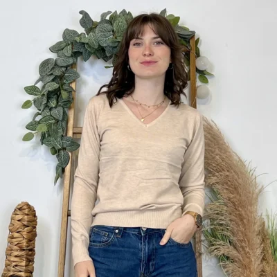 Y372- Pull FIN sans laine «Voggo» (T36-T48) - beige - 44