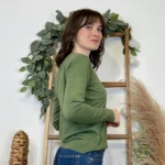 Pull fin col V femme VOGGO T36-T46 - kaki - 44