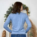 Pull fin col V femme VOGGO T36-T46 - bleu-ciel - 44