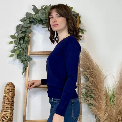 Y372- Pull FIN sans laine «Voggo» (T36-T48) - marine - 44