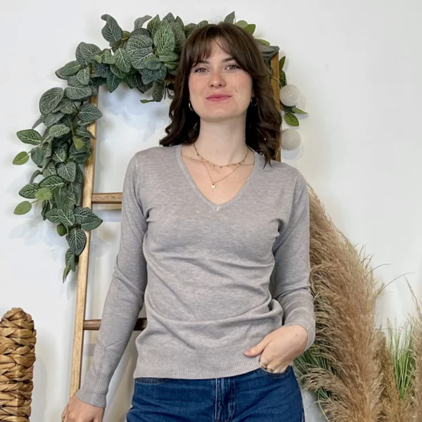 Y372- Pull FIN sans laine «Voggo» (T36-T48) - gris - 44