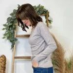 Pull fin col V femme VOGGO T36-T46 - gris - 44