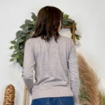 Pull fin col V femme VOGGO T36-T46 - gris - 44