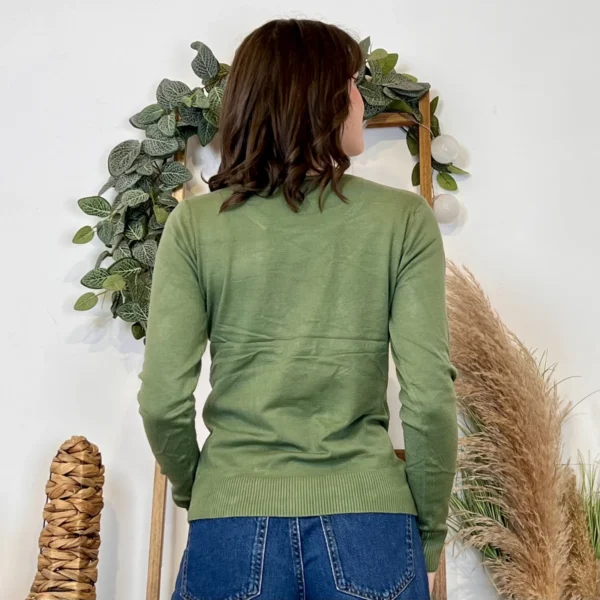 Y376- Pull FIN sans laine «Voggo» (T36-T48) - kaki - 44