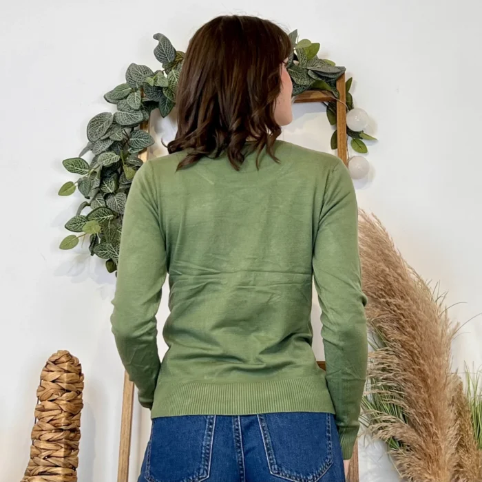 Pull fin col rond femme VOGGO T36-T46 - kaki - 44