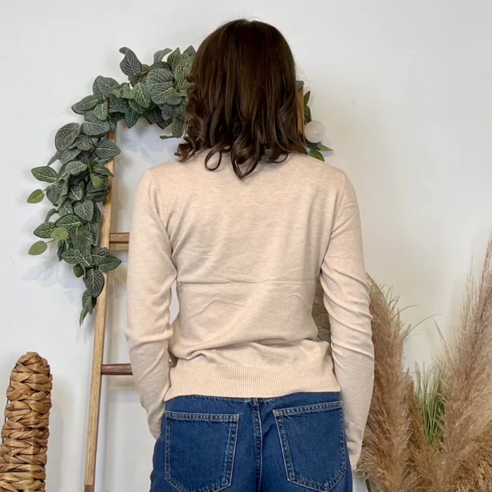Pull fin col rond femme VOGGO T36-T46 - beige - 44