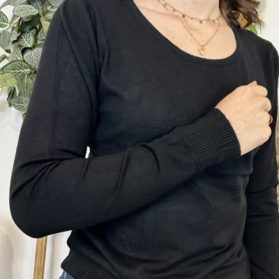 Y376- Pull FIN sans laine «Voggo» (T36-T48) - noir - 44