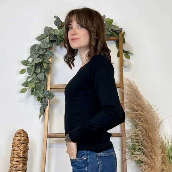 Y376- Pull FIN sans laine «Voggo» (T36-T48) - noir - 44