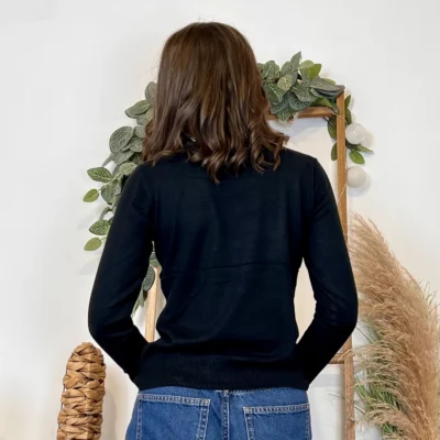 Y376- Pull FIN sans laine «Voggo» (T36-T48) - noir - 44