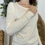 Pull fin col rond femme VOGGO T36-T46 - ecru - 44