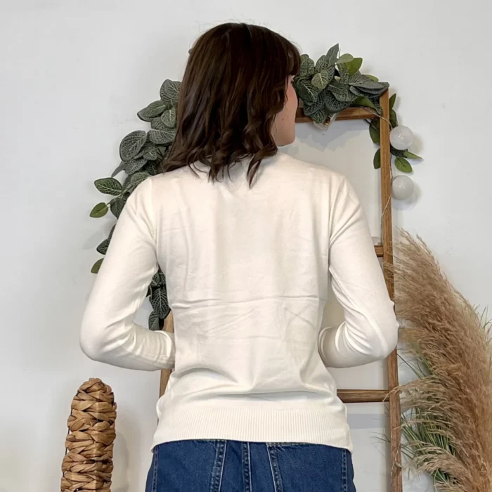 Pull fin col rond femme VOGGO T36-T46 - ecru - 44