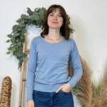Pull fin col rond femme VOGGO T36-T46 - bleu-ciel - 44
