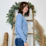 Pull fin col rond femme VOGGO T36-T46 - bleu-ciel - 44