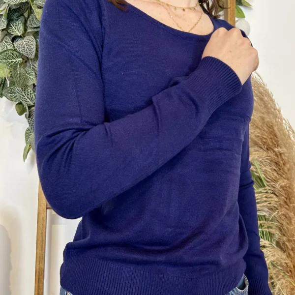 Y376- Pull FIN sans laine «Voggo» (T36-T48) - marine - 44