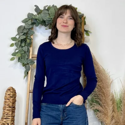 Y376- Pull FIN sans laine «Voggo» (T36-T48) - marine - 44