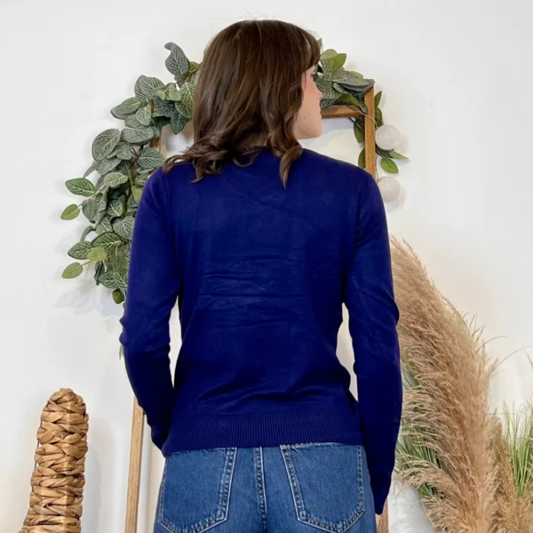 Y376- Pull FIN sans laine «Voggo» (T36-T48) - marine - 44