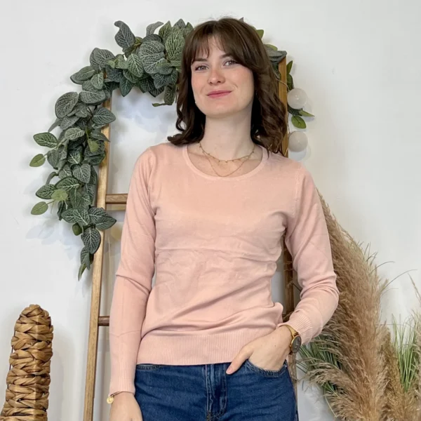 Y376- Pull FIN sans laine «Voggo» (T36-T48) - rose-poudre - 44