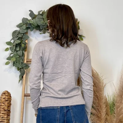 Y376- Pull FIN sans laine «Voggo» (T36-T48) - gris - 44