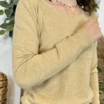 Pull fin col rond femme VOGGO T36-T46 - taupe - 44