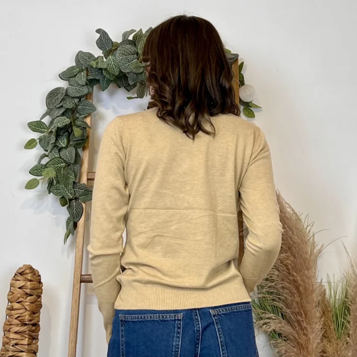 Pull fin col rond femme VOGGO T36-T46 - taupe - 44