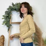 Pull épais col V femme VOGGO T36-T46 - taupe - 44