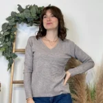 Pull épais col V femme VOGGO T36-T46 - gris - 44