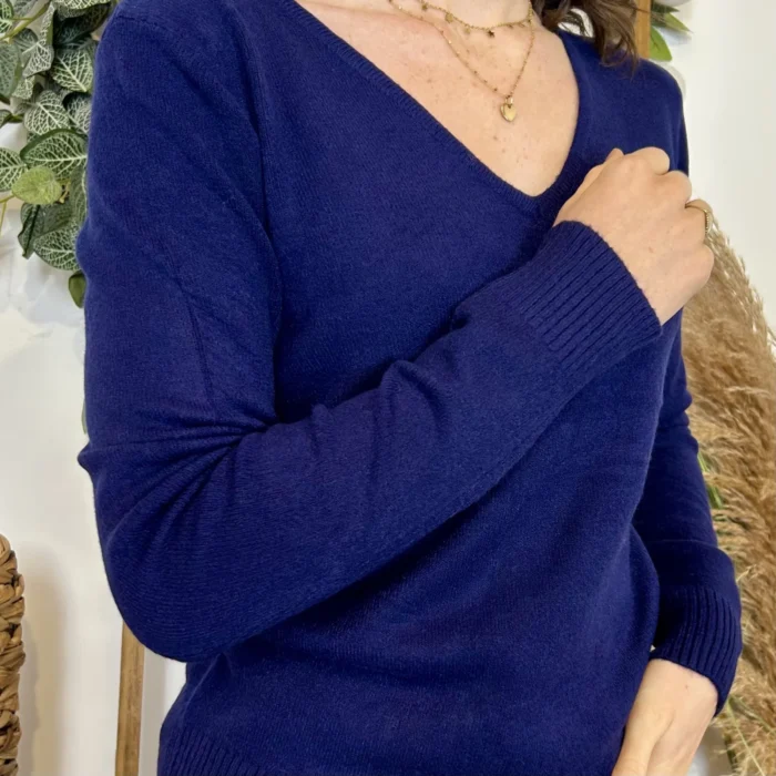 Pull épais col V femme VOGGO T36-T46 - marine - 44