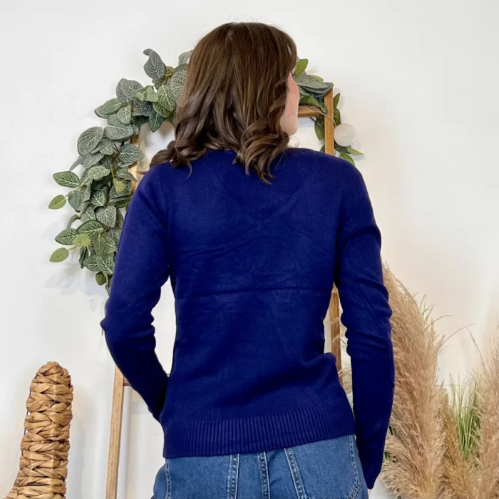 Pull épais col V femme VOGGO T36-T46 - marine - 44