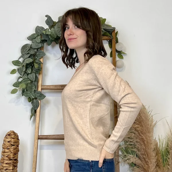 Y370- Pull Épais sans laine «Voggo» (T36-T48) - beige - 44