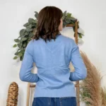 Pull épais col V femme VOGGO T36-T46 - bleu-ciel - 44