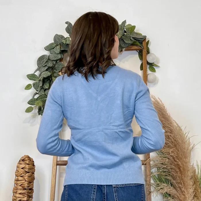 Pull épais col V femme VOGGO T36-T46 - bleu-ciel - 44