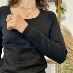 Pull épais col rond femme VOGGO T36-T46 - noir - 44