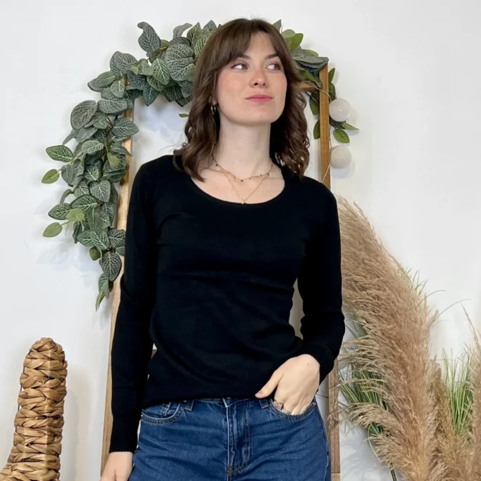 Pull épais col rond femme VOGGO T36-T46 - noir - 44