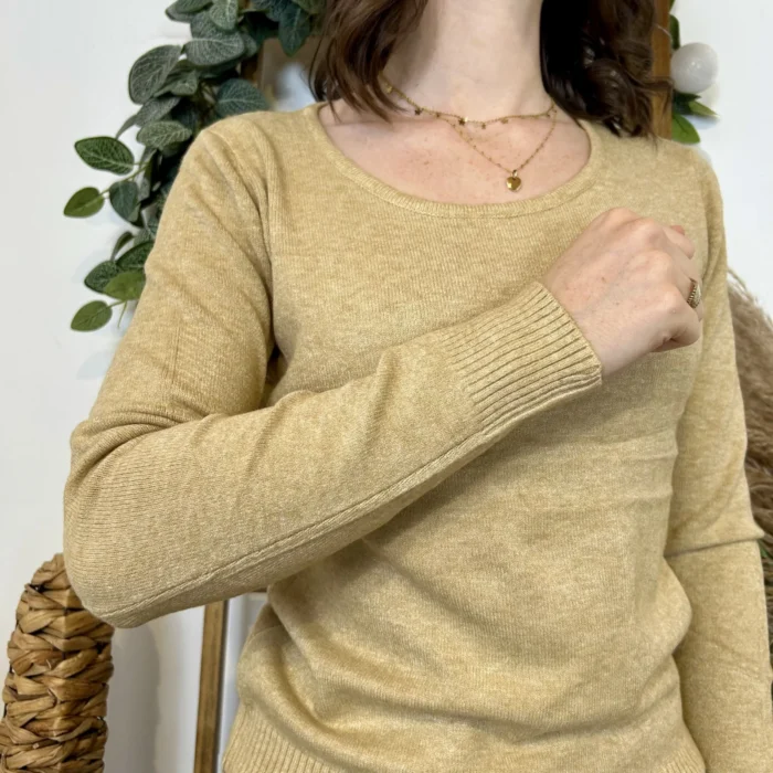 Pull épais col rond femme VOGGO T36-T46 - taupe - 44