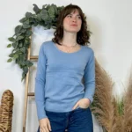 Pull épais col rond femme VOGGO T36-T46 - bleu-ciel - 44