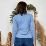 Pull épais col rond femme VOGGO T36-T46 - bleu-ciel - 44