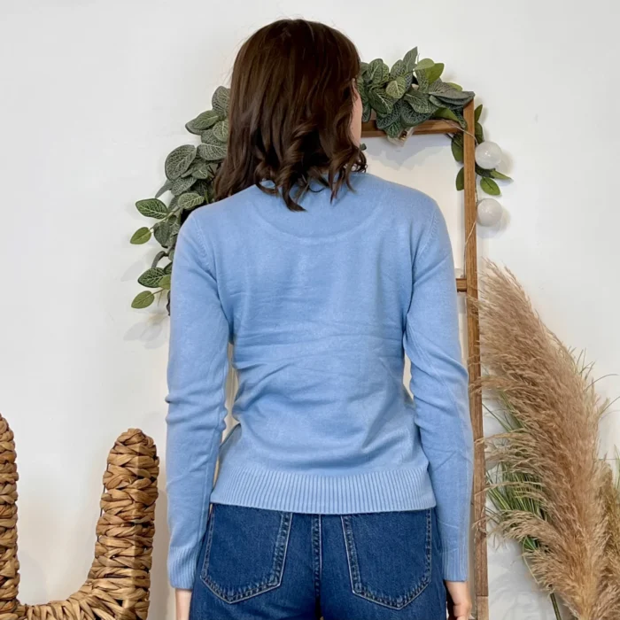 Pull épais col rond femme VOGGO T36-T46 - bleu-ciel - 44