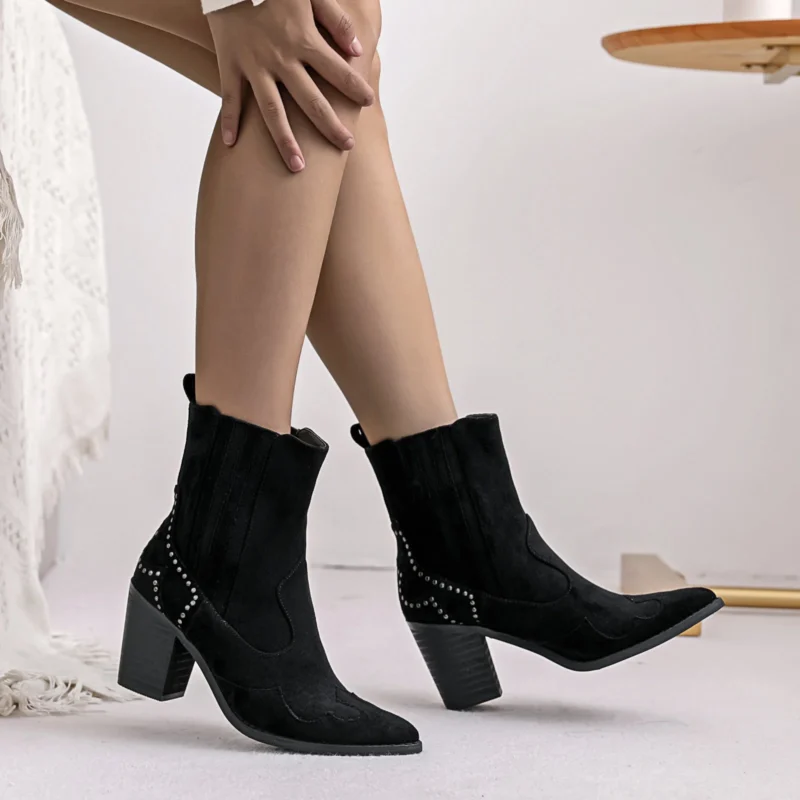 R393- Bottine santiags "Moow" (T36-T41) - noir - 41