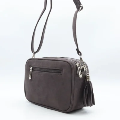 P387- Sac Zippé aspect Daim - gris - sans-taille