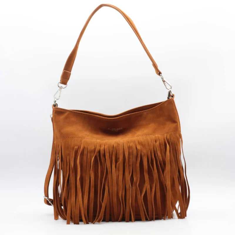 P393- Sac à franges - camel - sans-taille