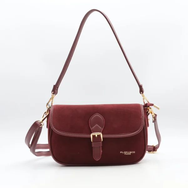 P390- Sac à main aspect daim - bordeaux - sans-taille