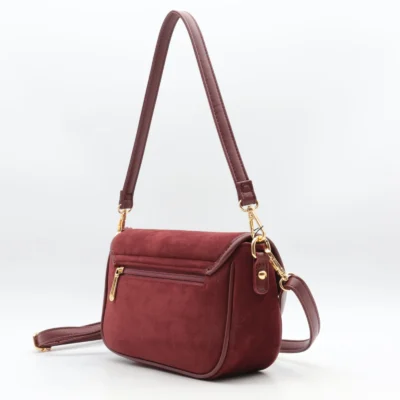 P390- Sac à main aspect daim - bordeaux - sans-taille