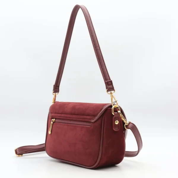 P390- Sac à main aspect daim - bordeaux - sans-taille