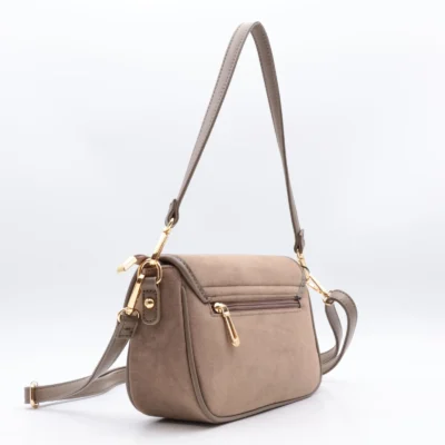 P390- Sac à main aspect daim - taupe - sans-taille