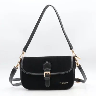 P390- Sac à main aspect daim - noir - sans-taille