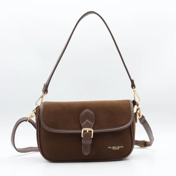 P390- Sac à main aspect daim - marron - sans-taille