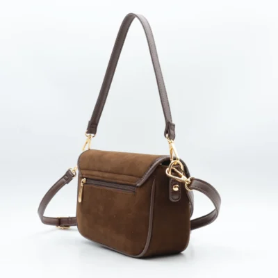 P390- Sac à main aspect daim - marron - sans-taille