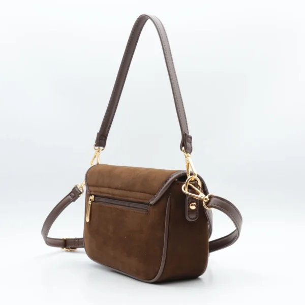 P390- Sac à main aspect daim - marron - sans-taille